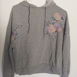 H & M Gray Embroidered Hoodie